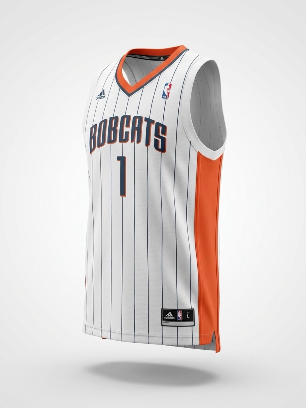 Adidas White Bobcats Pinstripe Basketball Jersey with Orange Trim #1 #walker
